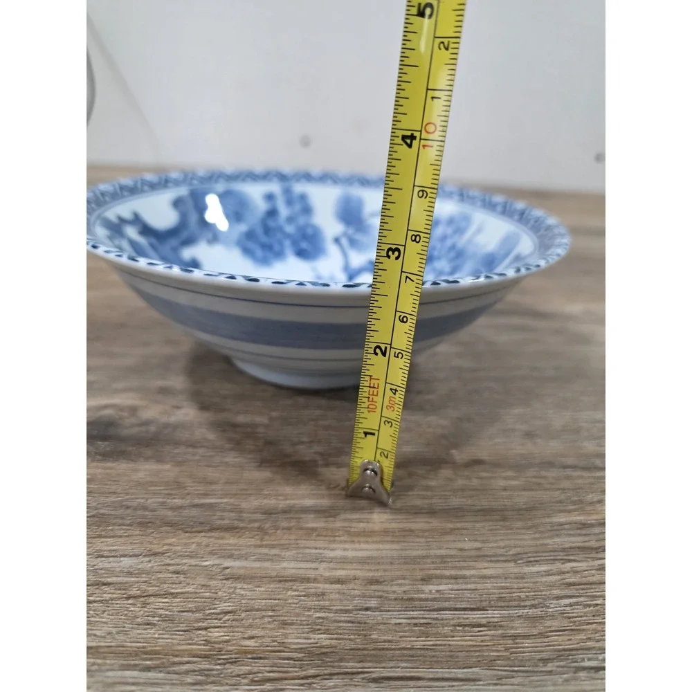 Chinese Blue and White Porcelain Bowl Floral Pattern Marked 8